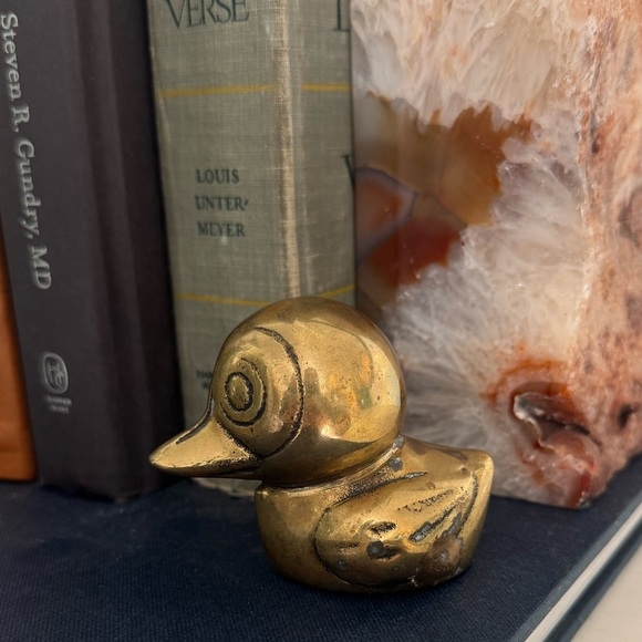 Other - Vintage Solid Brass Duck Figurine | Mid Century Brass Decor | Gold Home Accent